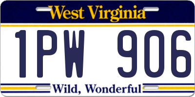 WV license plate 1PW906