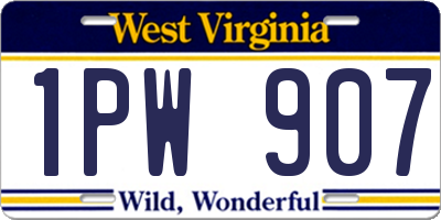 WV license plate 1PW907