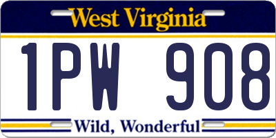 WV license plate 1PW908