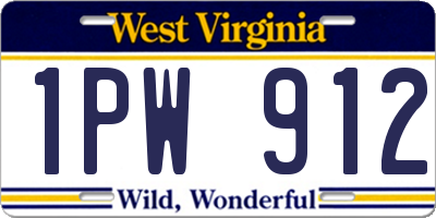 WV license plate 1PW912