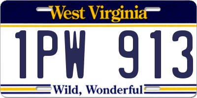 WV license plate 1PW913