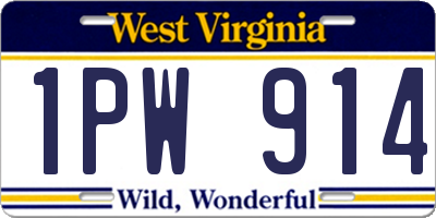 WV license plate 1PW914