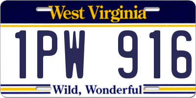WV license plate 1PW916