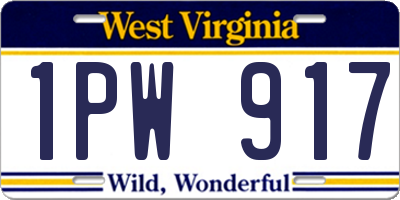 WV license plate 1PW917