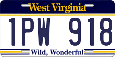 WV license plate 1PW918