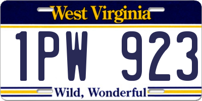 WV license plate 1PW923