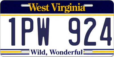 WV license plate 1PW924