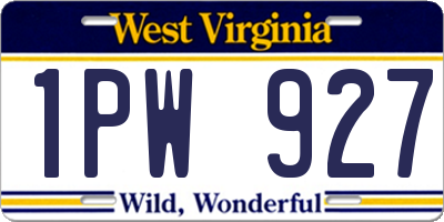WV license plate 1PW927
