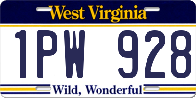 WV license plate 1PW928