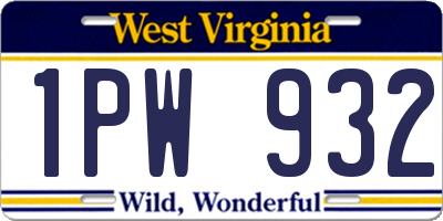 WV license plate 1PW932