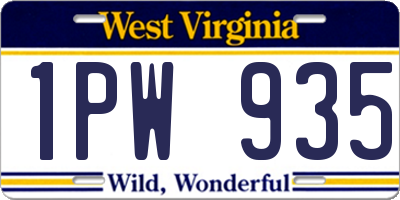 WV license plate 1PW935
