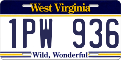 WV license plate 1PW936