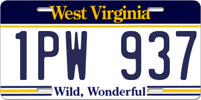 WV license plate 1PW937