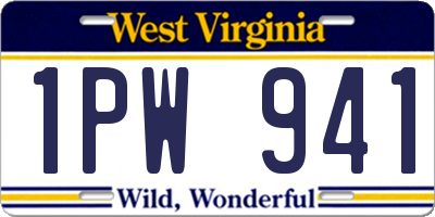 WV license plate 1PW941
