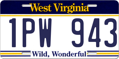 WV license plate 1PW943