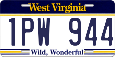 WV license plate 1PW944