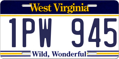 WV license plate 1PW945