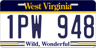 WV license plate 1PW948