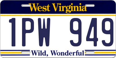 WV license plate 1PW949