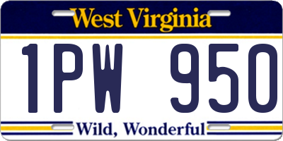 WV license plate 1PW950