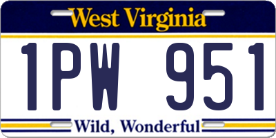 WV license plate 1PW951