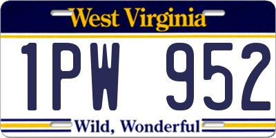 WV license plate 1PW952