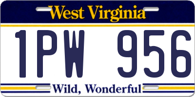 WV license plate 1PW956