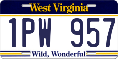 WV license plate 1PW957