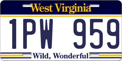 WV license plate 1PW959