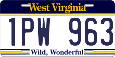 WV license plate 1PW963