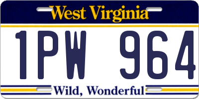 WV license plate 1PW964