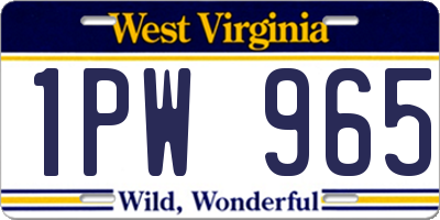 WV license plate 1PW965