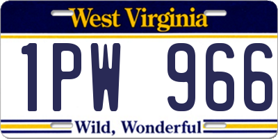 WV license plate 1PW966