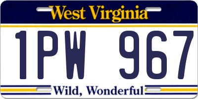 WV license plate 1PW967