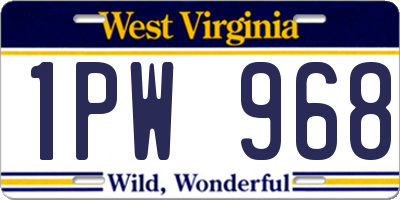 WV license plate 1PW968
