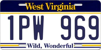 WV license plate 1PW969