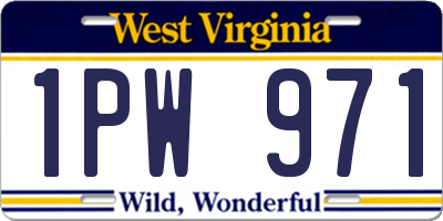 WV license plate 1PW971