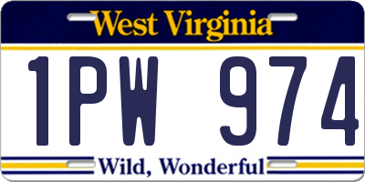 WV license plate 1PW974