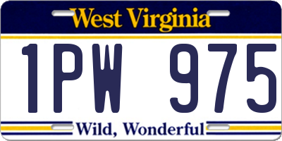 WV license plate 1PW975