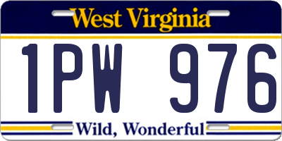 WV license plate 1PW976