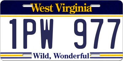 WV license plate 1PW977