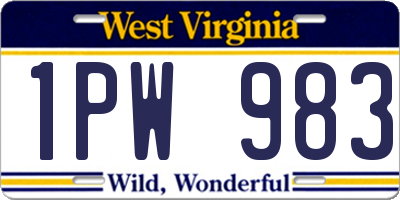 WV license plate 1PW983