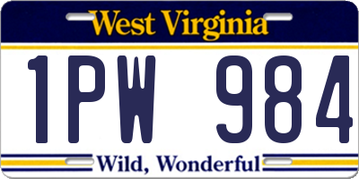 WV license plate 1PW984
