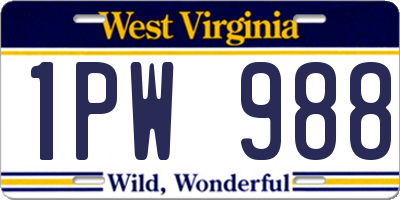 WV license plate 1PW988