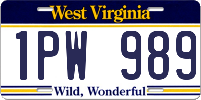 WV license plate 1PW989