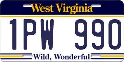 WV license plate 1PW990