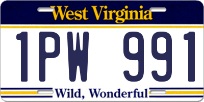 WV license plate 1PW991