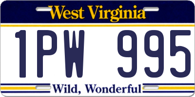 WV license plate 1PW995