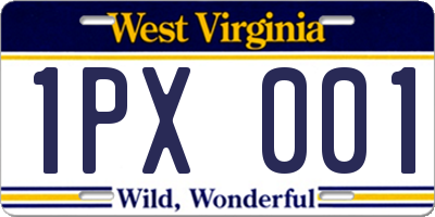WV license plate 1PX001