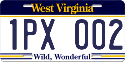 WV license plate 1PX002